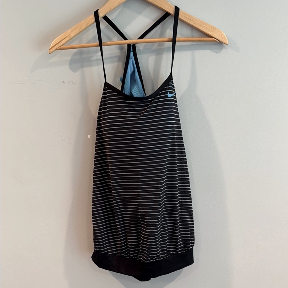 Nike | Black and Gray with Attached Bra Backless Sleeveless Tank Top